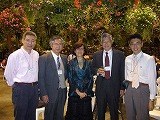 Banquet at Kacho-en on October 21, Prof. H. Zhu(Univ. of Science and Technology Beijing, China) (left), Prof. N. Kumagai, Prof. M-L. Saboungi(CNRS-Universite d'Orleans, France), Prof. S. Deki(Kobe Univ.), Dr. K. Ui (right)